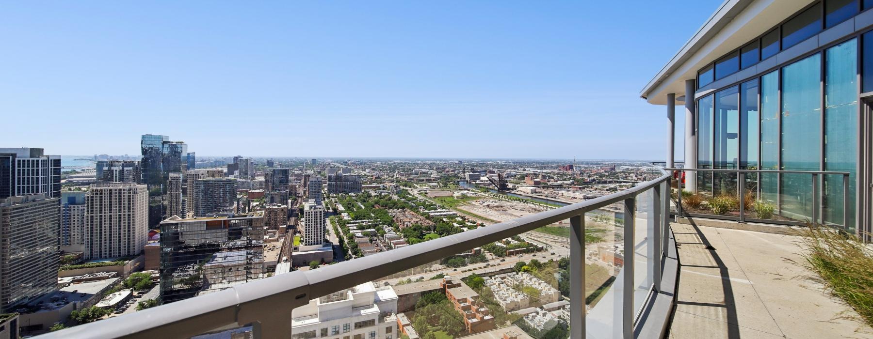 a view of a city from a balcony