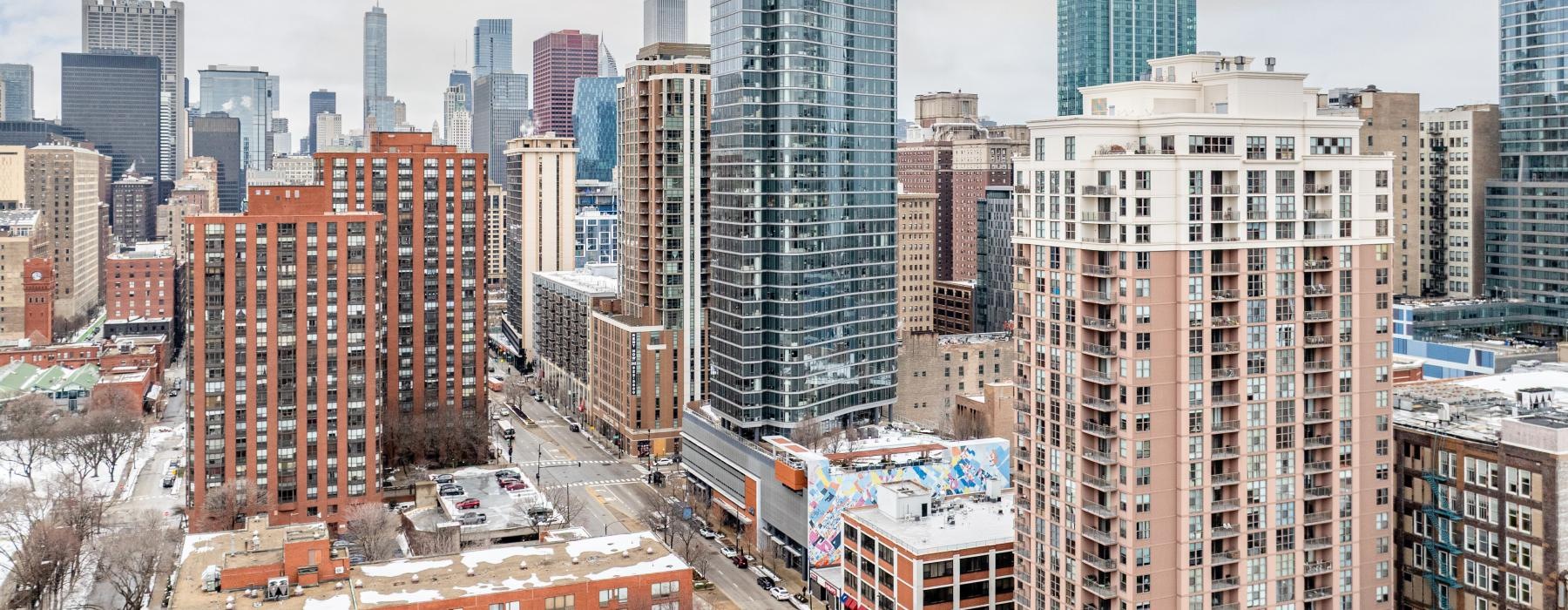 a city with tall buildings